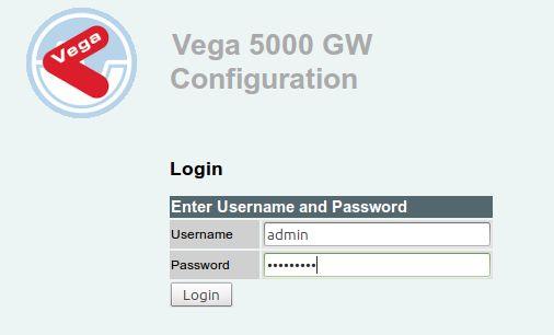 Go to the Vega 5000 s WebUI by pointing your browser to the Vega s IP