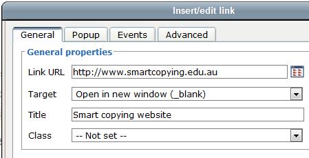 Copy your web link address and paste it into the LINK URL field.