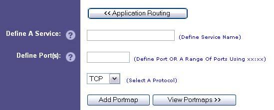 Application routing is performed by entering the protocol and port information and selecting through which WAN port that traffic should be routed.