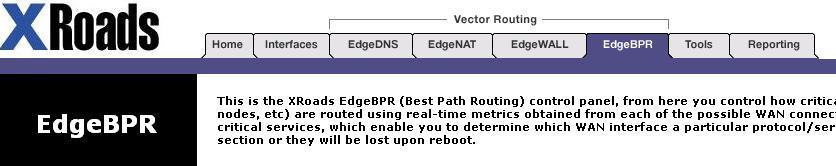 Edge Configuration Series EdgeBPR (Shaping) Overview The EdgeBPR menu is where one can control the application routing and traffic shaping functions of the Edge appliance.