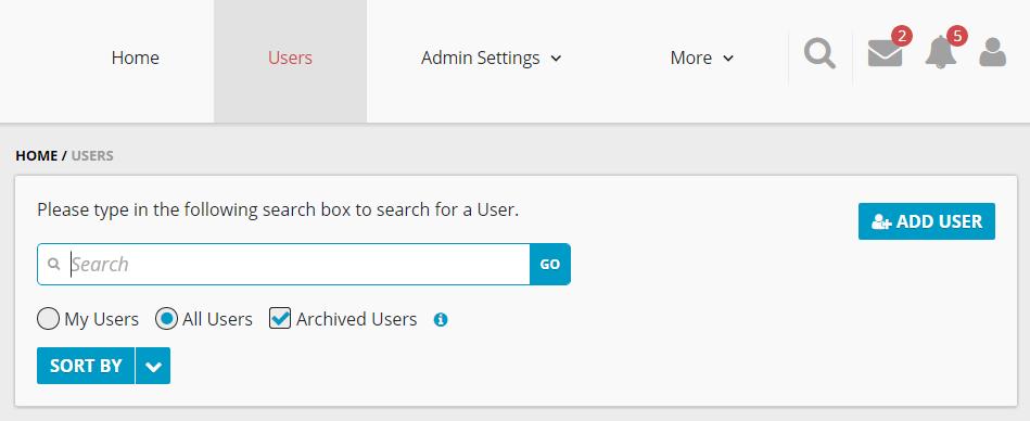 Add a new user (this can be staff or learners) If you select the Users tab but do not see the ADD USER button, this is because you do not have the correct security permissions.