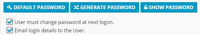 default, the checkbox user must change password at next logon is selected. This ensures the user is prompted to change their password to prevent unauthorised access.