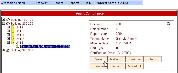 Printing a Tenant Certification Overview Tenant certification information is available on the WCMS screens or can be viewed in report format and printed.