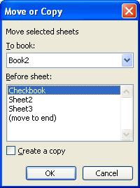 Also define where you want the sheet positioned in the workbook. Check Create a copy to copy it. Click the OK button to move the worksheet to its new location.