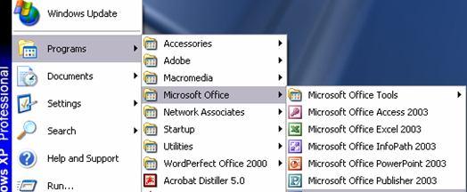 2. Starting Microsoft Excel 2.1 Steps for starting word To run Word on your computer Start >> Programs >> Microsoft Office >> Microsoft Office Excel 2003.