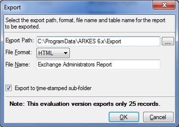 CHAPTER 3 ARKES Features 3.10 How to Export data? The Export feature helps the user to export report data generated by ARKES to a file using various formats namely HTML/MDB/CSV/PDF/XLS/TIFF.