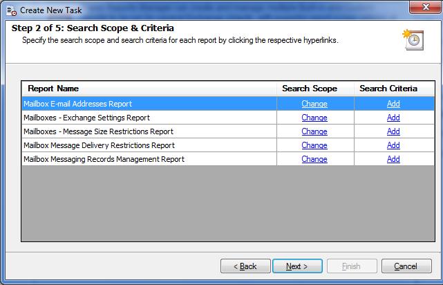 CHAPTER 4 Power Reports Step 2: Search Scope & Criteria Specify Search Scope: Click Change link label to specify search scope for the selected reports.