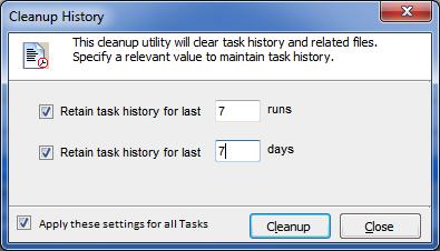 CHAPTER 4 Power Reports 1) Select 'Retain task history for last runs only' option to remove all history entries for the selected task that are older than runs (task instances).