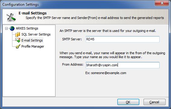 CHAPTER 2 Configure ARKES 2.9 Configure SMTP Server ARKES provides the option to e-mail the reports generated using Power Reports tasks.