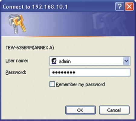 Enter the user name and password and then click OK.