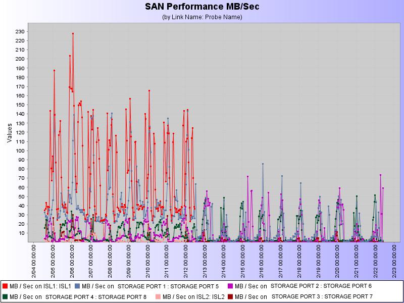 Capacity Metrics for this Audit The graph below shows the SAN usage over the monitored period.