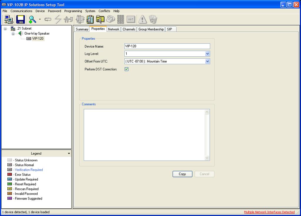 6.2. Administer Properties Select the speaker from the left pane to display the configuration tabs in the right pane.