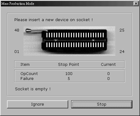 Figure 4.2 mass production mode screen Editing the Buffer (memory device ) Menu Device / Edit Hot key Alt-E This function is used to edit the memory buffer.