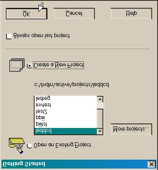 In the Getting Started dialog window, click on the Create a New Project radio button and then click on the OK button.