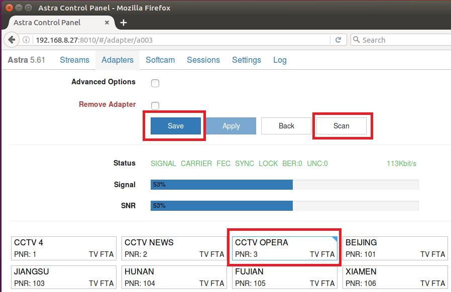 10.6 Log in Adapters to scan TV channels, and then select the programs
