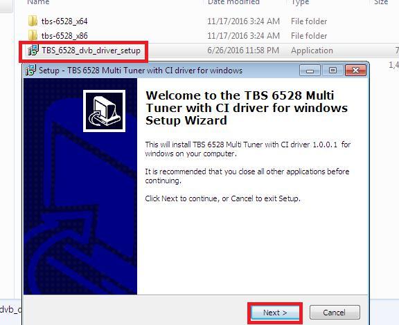 2)download and then unzip TBS 6528 Windows driver 3)Click