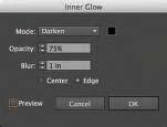Change the K value to 100%, and make sure that the C, M, and Y values are 0%. Click OK in the Color Picker. Change the Blur to 1 in, and click OK.
