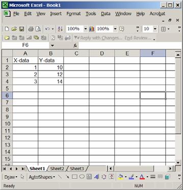 1 When you open Microsoft Excel 2003, you will see a blank worksheet: Enter your