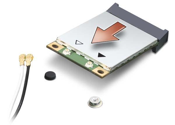 Replacing a WLAN Card NOTICE: The connectors are keyed to ensure correct insertion. If you feel resistance, check the connectors on the card and on the system board, and realign the card.