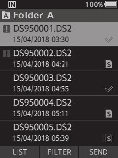 1 Selecting folders and files Selecting folders and files For DS-9500: 1 When the file display screen appears, press the F1 (LIST) button while the