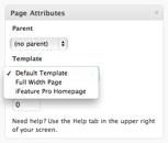 3 ifeature PRO LAYOUT TEMPLATES ifeature uses WordPressʼs template management system allowing you to change the layout of your Pages individually.