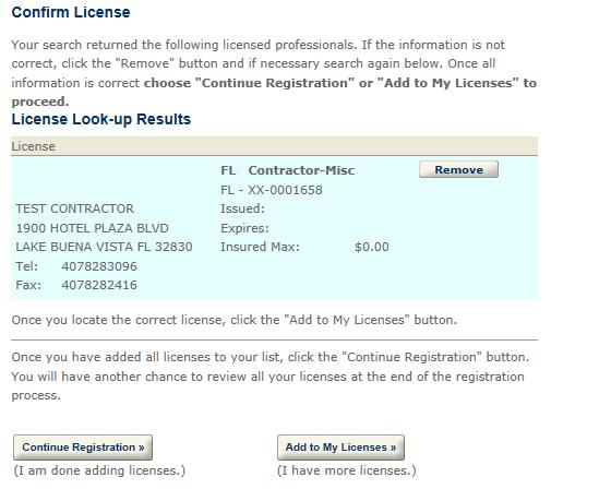 Note: Your license number and type must match exactly what we have in our main system. License migh