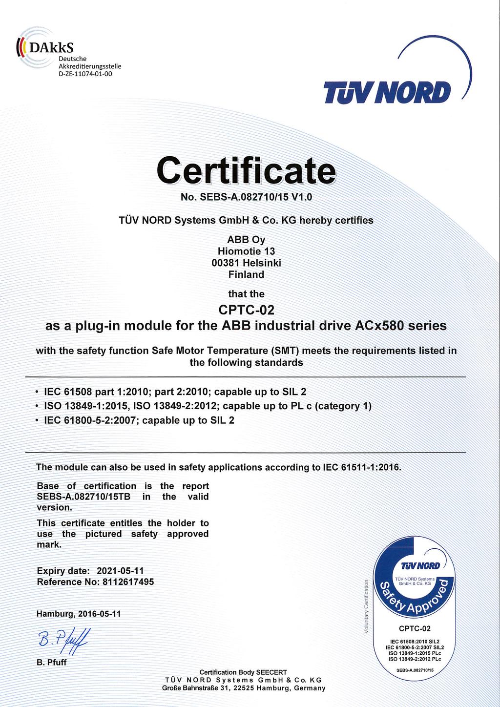 68 Technical data TÜV Nord certificate TÜV Nord certificate