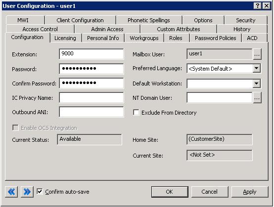 User Configuration The User Extension will be set to a number that will be dialed to contact the user. This extension number cannot be the same as any other configured extensions.