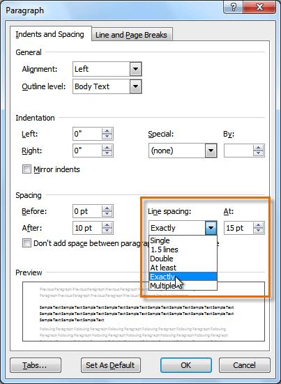 Select the desired spacing option from the drop-down menu, or you can also select Line Spacing Options to open the