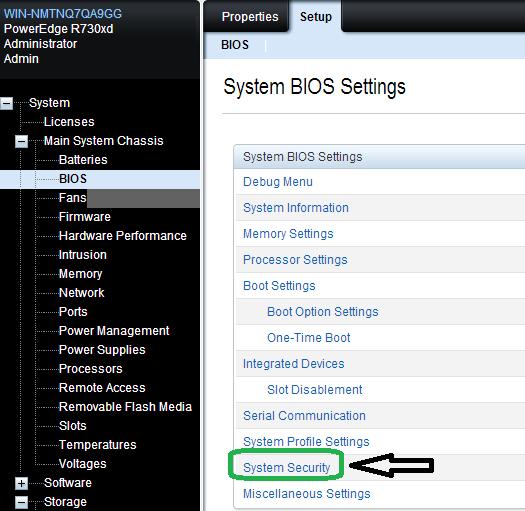 1. Enabling Secure boot using OMSA 1. On the OMSA home page, navigate to System -> Main System Chassis -> BIOS. 2.