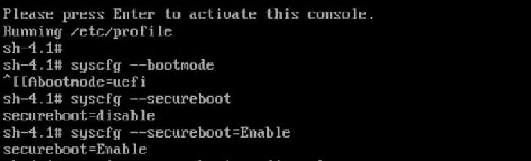 4. Type the following command to enable Secure Boot: