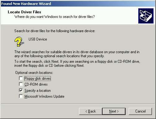 installed. Install the USB driver by the procedure shown below.