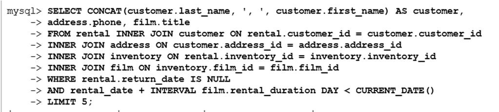 Oracle s Answer Flims Rented Out Requires an INNER JOIN (We have not studied yet) Where