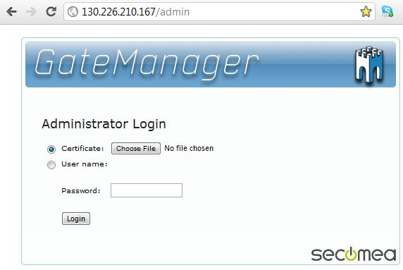 20. Select Choose File and browse for the certificate you just saved, and enter the password you were informed by the administrator.