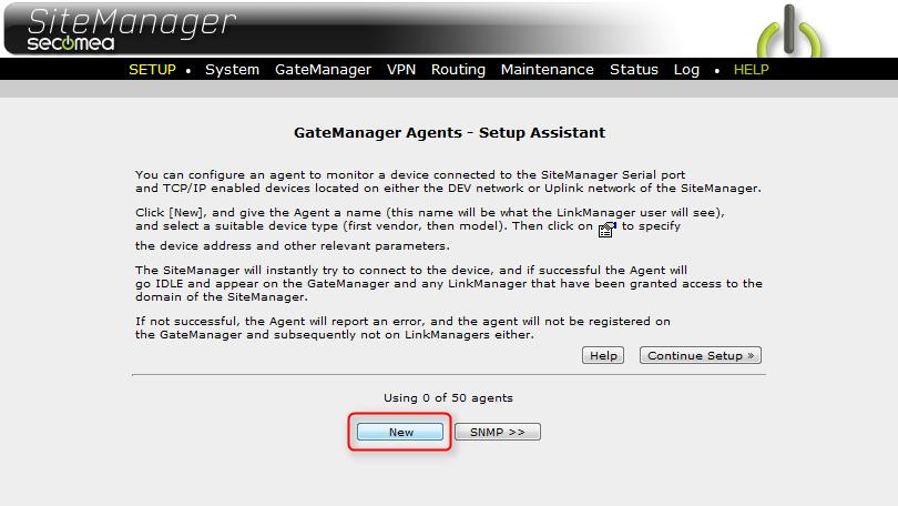 The SiteManager Setup Assistant will indicate that no