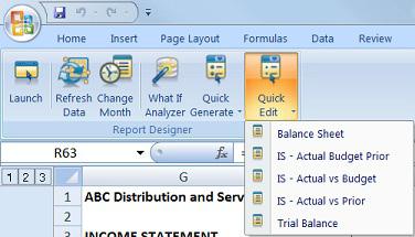 Excel Quick Edit This allows you to quickly edit a report
