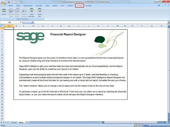 The Interface Accessing the Interface 1. Run the desired report in the Designer folder from the Report Manager into Excel. 2.