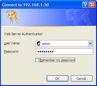 2. On the PC, open a web browser and enter the IP address of the Vanguard router in the address bar. When the PC is connected to the Ethernet jack, the default IP address is 192.168.1.50. 3.