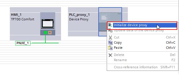 Mark the proxy PLC and initialize it via the corresponding item in the pop-up menu. 3.