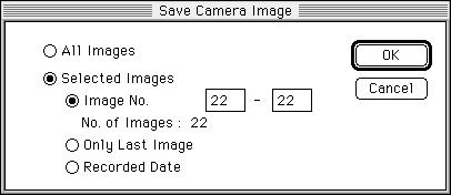 Saving the camera images as another file type Saving in JPEG file type When you select [JPEG] file type, the window to define the image quality (compression ratio) appears.
