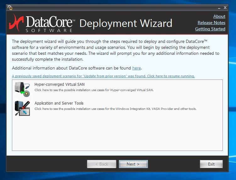 3) Next select the Update Deployment Scenario. This will begin the upgrade for all virtual machines in the DataCore Server Group.
