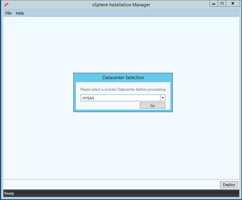 After logging in, the vsphere Installation Manager main panel is displayed.