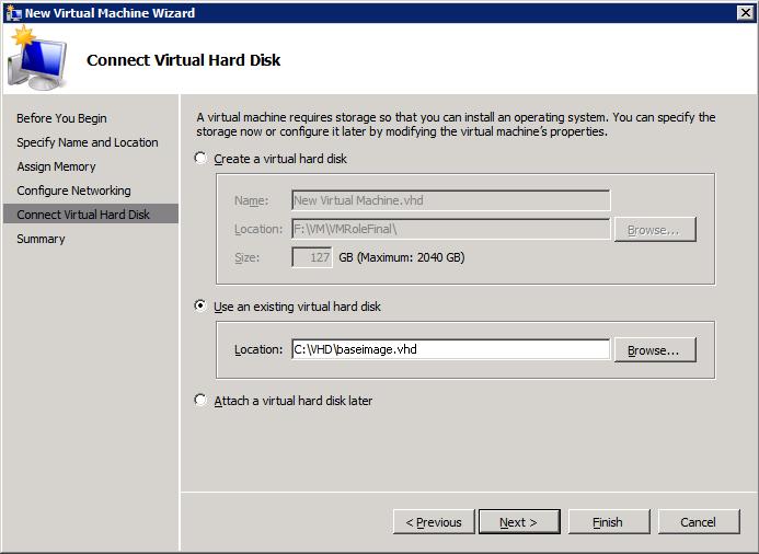 Figure 7 Using an existing virtual hard disk 7.
