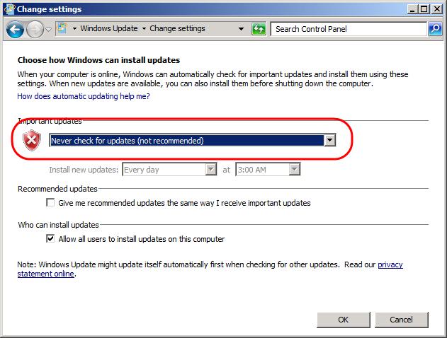 Figure 22 Disabling Windows Updates in the VM Role image 16.