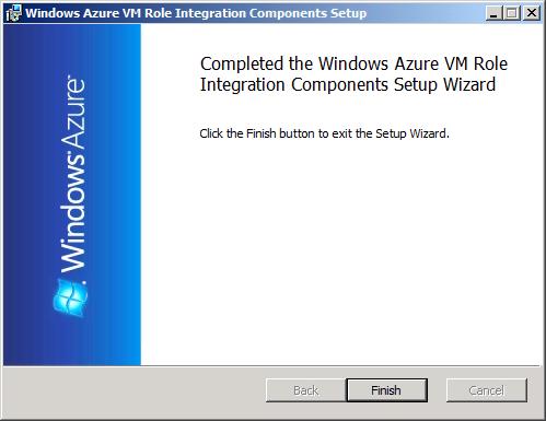 Figure 32 Successful installation of the VM Role Integration Components 10.