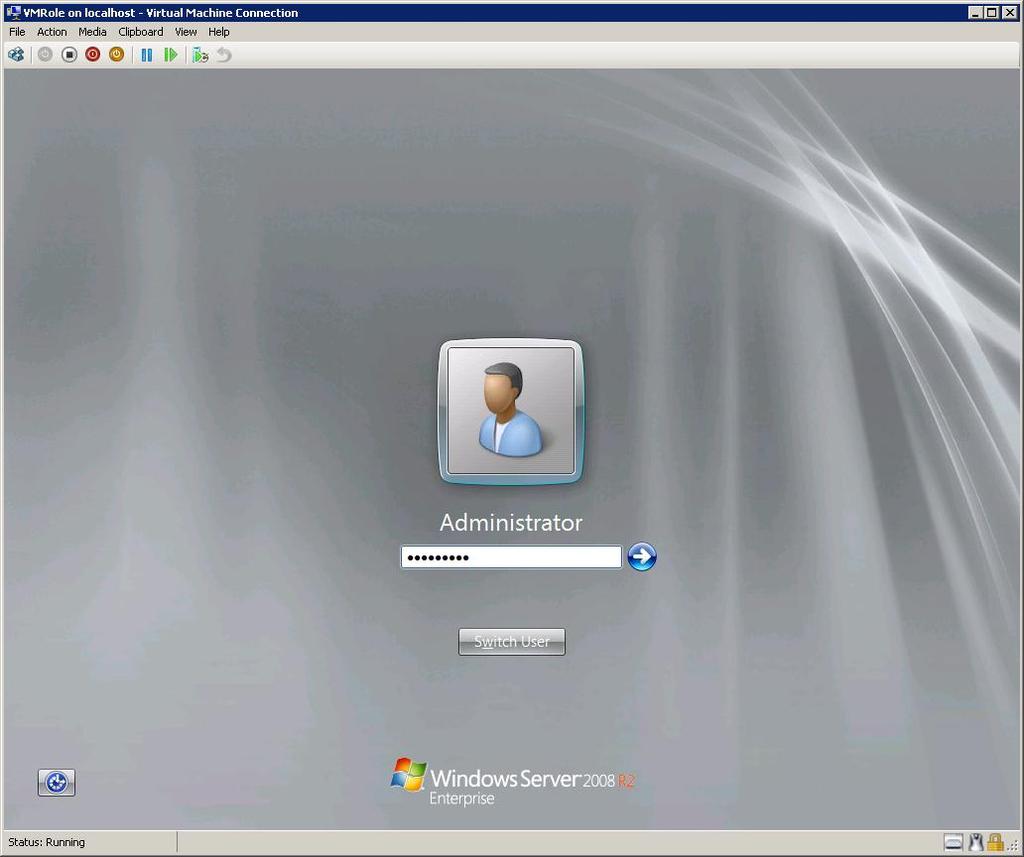Figure 78 Logging in to the virtual machine image 12. Now, in the console window for the VM, from Start All Programs Accessories, open Paint as an administrator. 13.