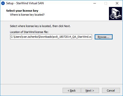 purchase of StarWind Virtual SAN. Select the appropriate option.