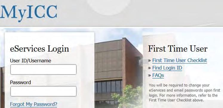 Find User ID/Username 1. Direct your browser to www.icc.edu 2.