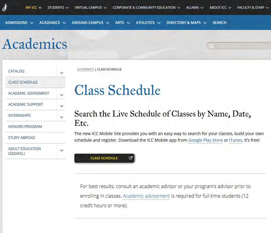 select Class Schedule. 2. Click the Class Schedule link.