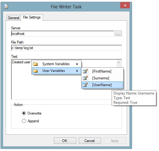 Input and Using Variables Inserting Variables Nearly all text fields within allows for the insertion of Variables which allows for the configuration to be changed automatically based on the users